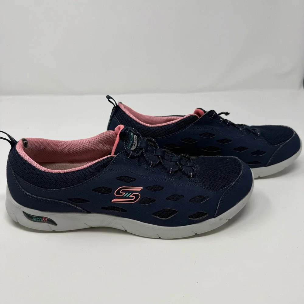 Skechers Womens Arch Fit Navy Pink Walking Sneakers 104163 NVCL US 9.5 Sporty